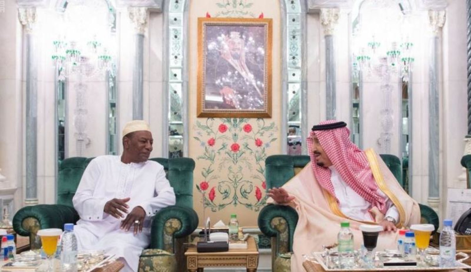 خادم الحرمين يستقبل رئيس غينيا وولي عهد البحرين ورئيس مجلس الأمة الكويتي
