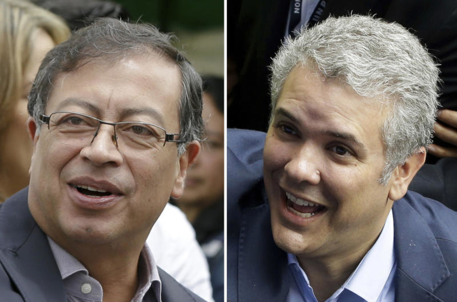 المرشحان الرئاسيان الكولومبيان غوستافو بترو (يسار) وإيفان دوكي (أ.ب)
