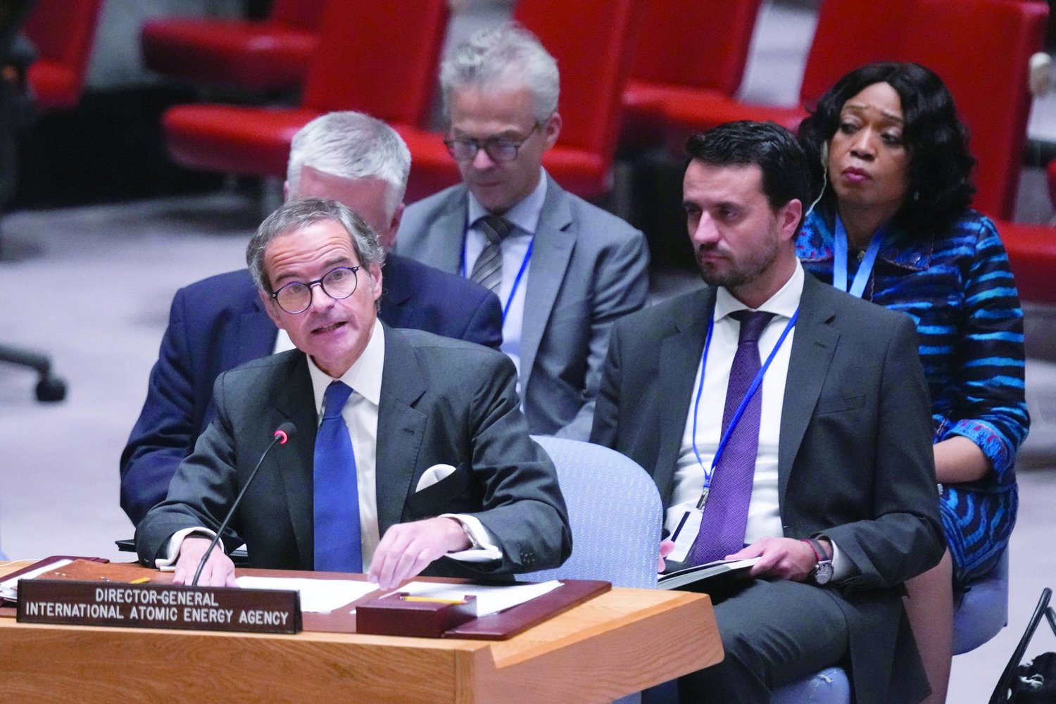 دعا غروسي أعضاء مجلس الأمن إلى دعم لا لبس فيه لخمسة مبادئ تهدف إلى منع وقوع حادث في كبرى المحطات النووية بأوروبا (أ.ب)