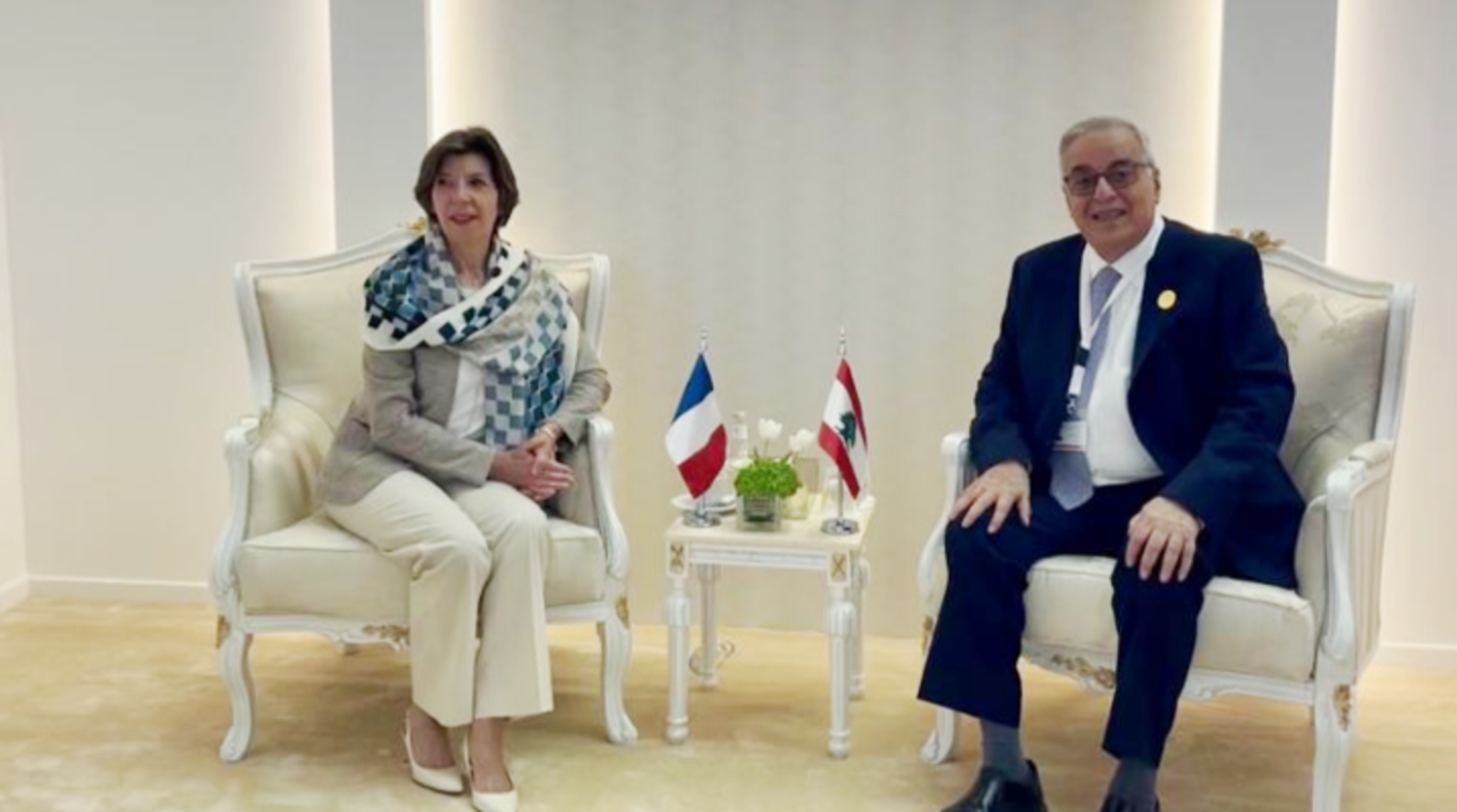 وزير الخارجية اللبناني مجتمعاً مع نظيرته الفرنسية (الوكالة المركزية)