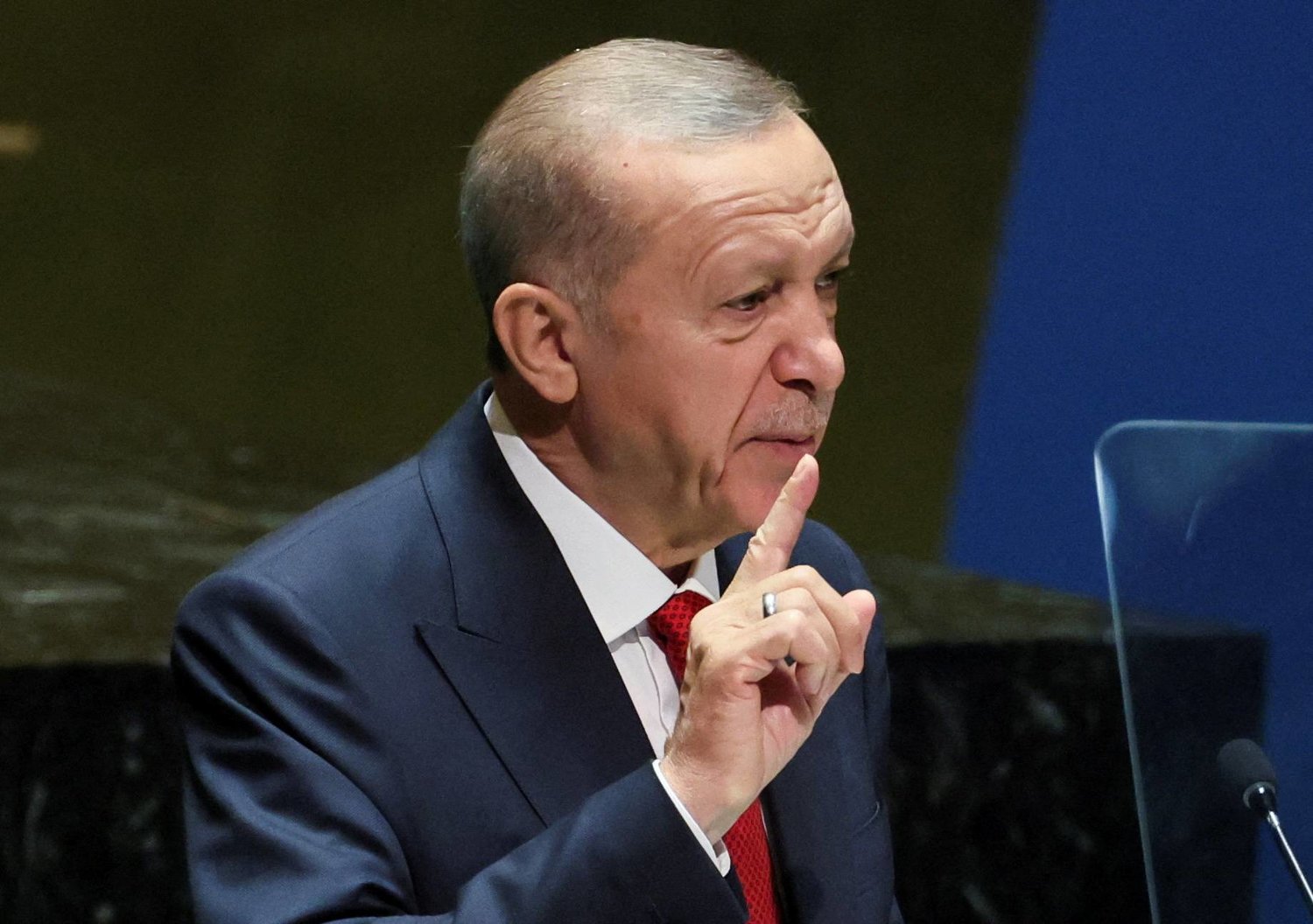 الرئيس التركي رجب طيب إردوغان خلال كلمته في «الأمم المتحدة» بنيويورك (رويترز)