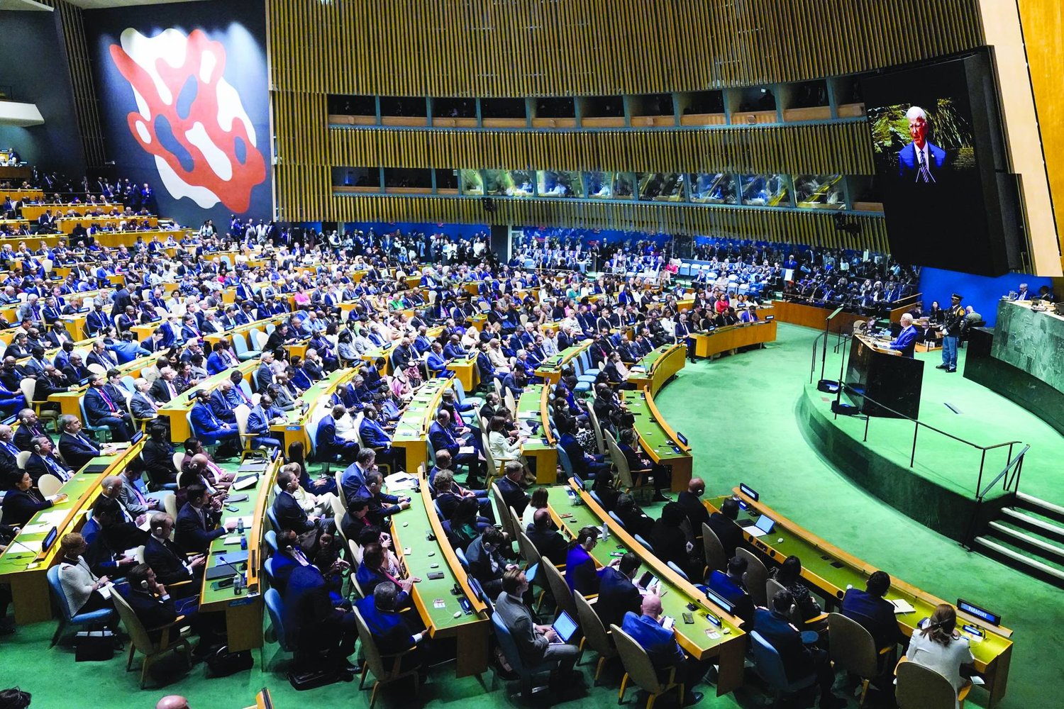 جانب من أعمال الجمعية العامة للأمم المتحدة بدورتها الـ78 هذا الأسبوع (أ.ب)