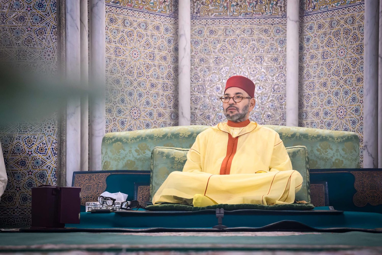 ملك المغرب خلال ترؤسه حفلاً دينياً في الرباط (ماب)
