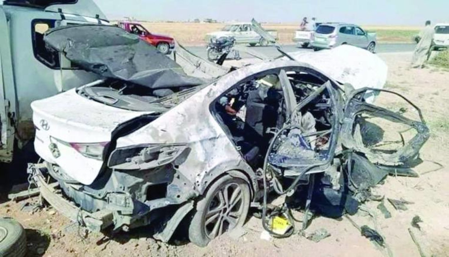 سيارة استهدفتها مسيّرة تركية في ريف القامشلي يونيو الماضي (المرصد السوري)