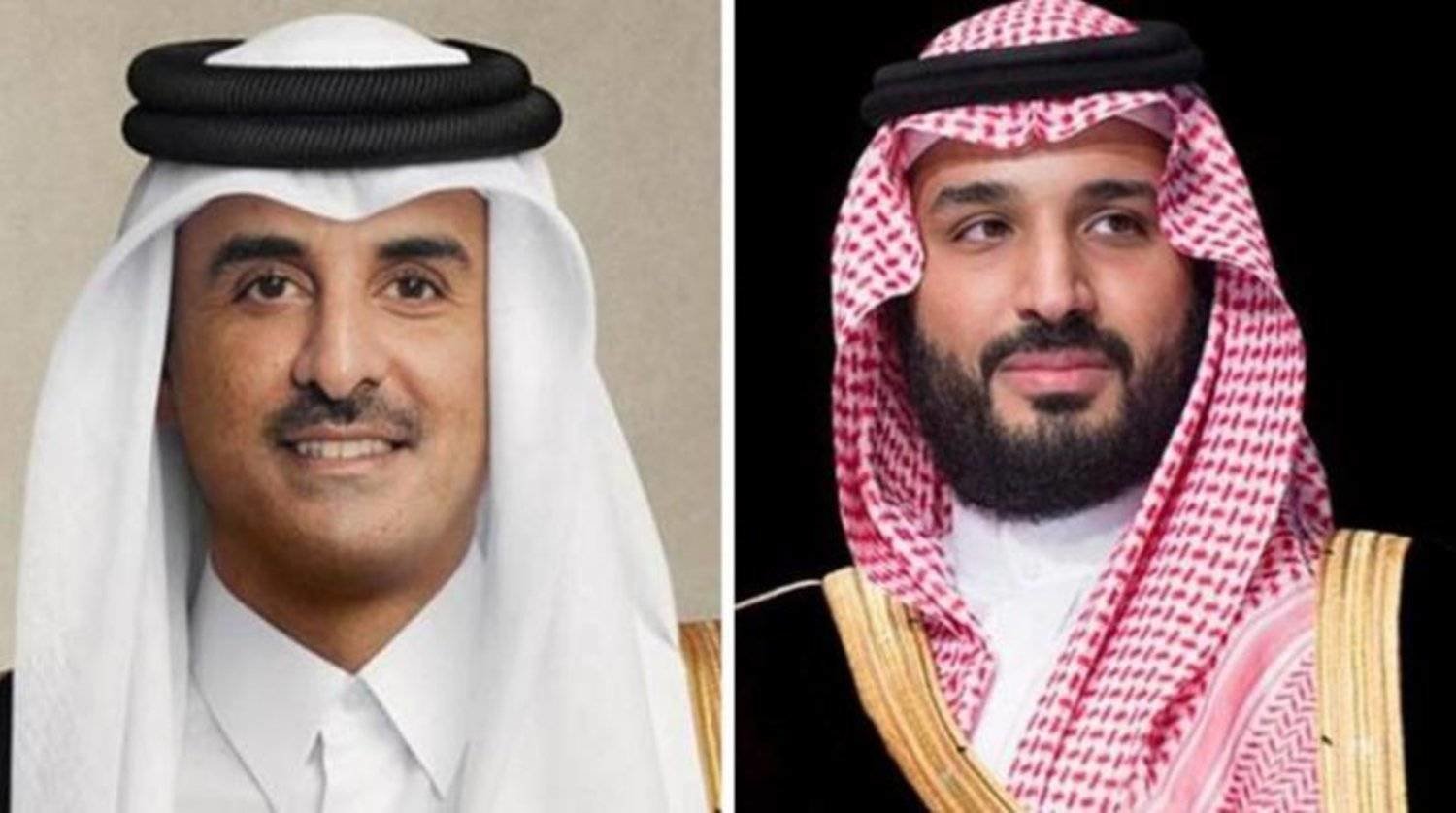 ولي العهد السعودي الأمير محمد بن سلمان والشيخ تميم بن حمد أمير دولة قطر (واس)