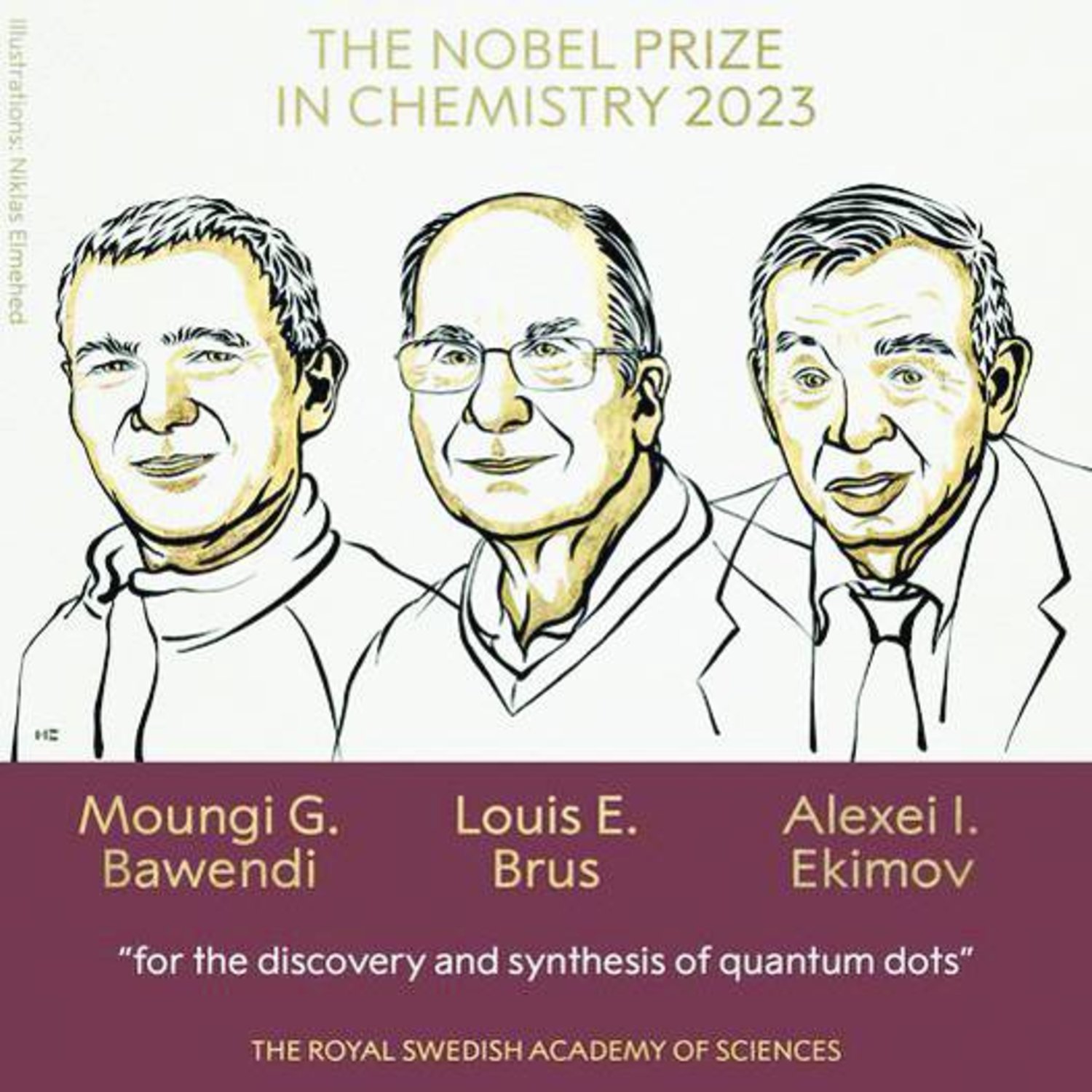 الفائزون بـ«نوبل الكيمياء» لعام 2023 (صفحة جائزة نوبل على فيسبوك)