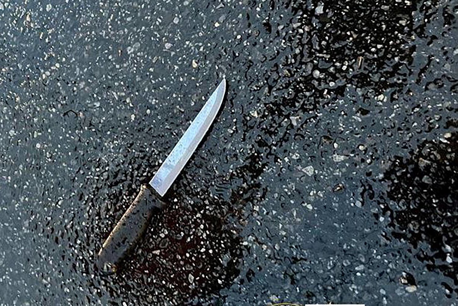 السكينة التي استخدمت لارتكاب الجريمة في مدينة نيويورك اليوم (رويترز)