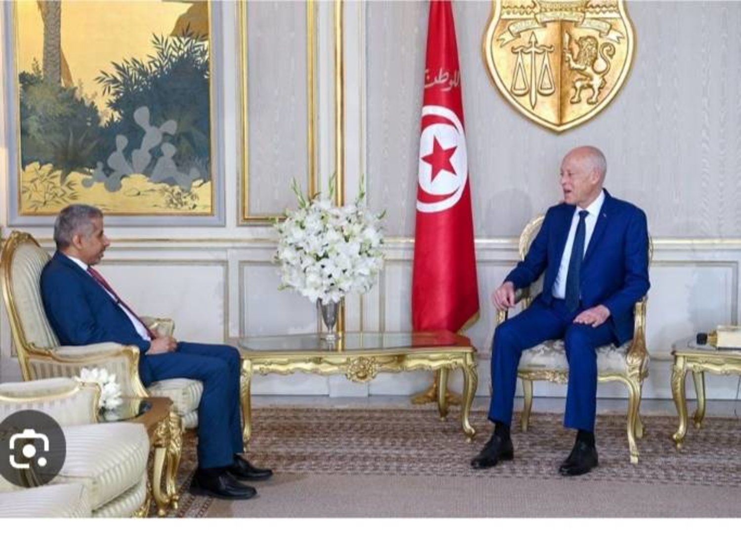 الرئيس التونسي يلتقي الأمين العام لمجلس وزراء الداخلية العرب الذي يوجد مقره بتونس (أرشيف الرئاسة التونسية)