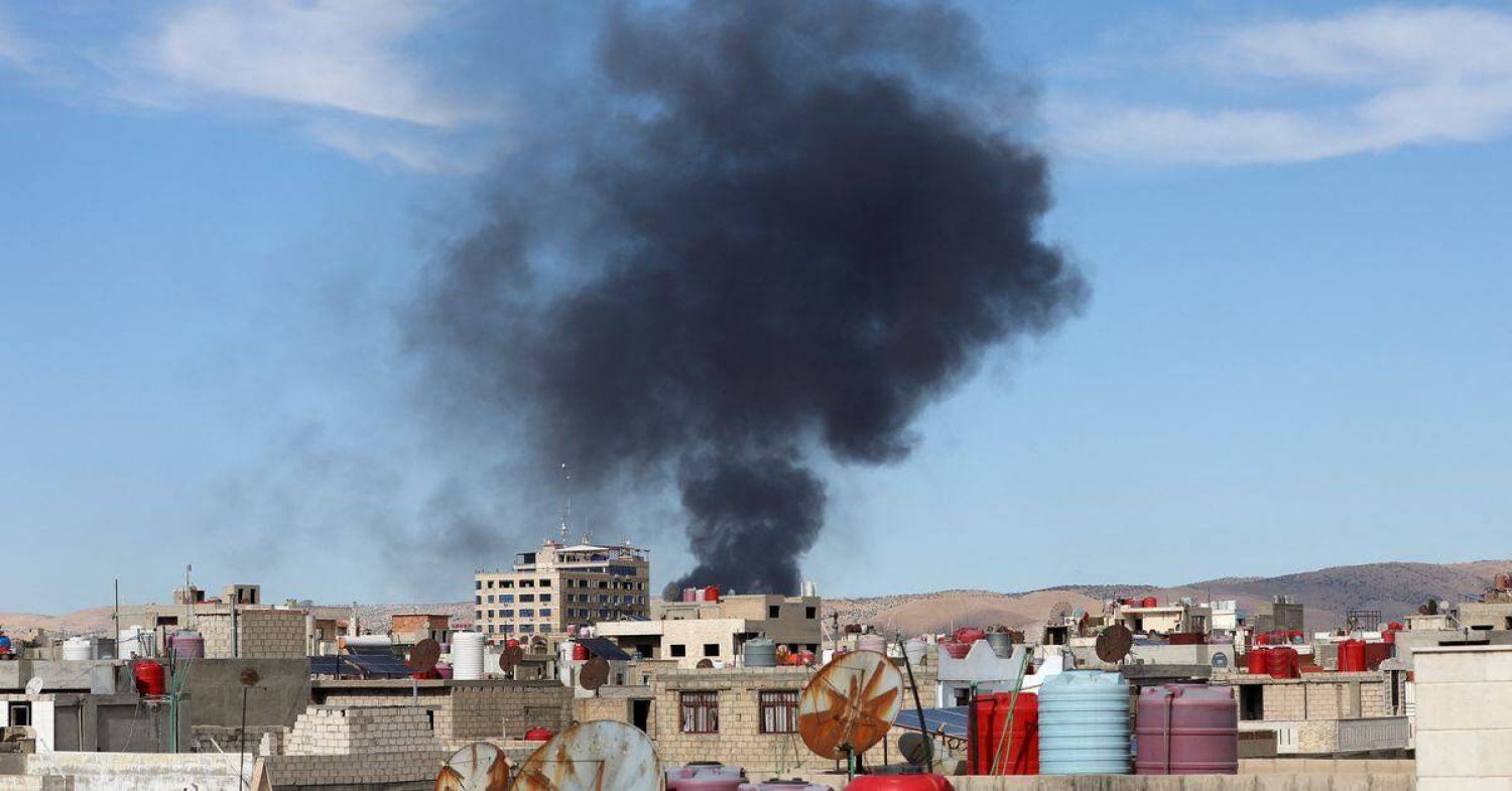 صورة من انفجار في القامشلي شمال شرق سوريا في 5 أكتوبر 2023 (رويترز)