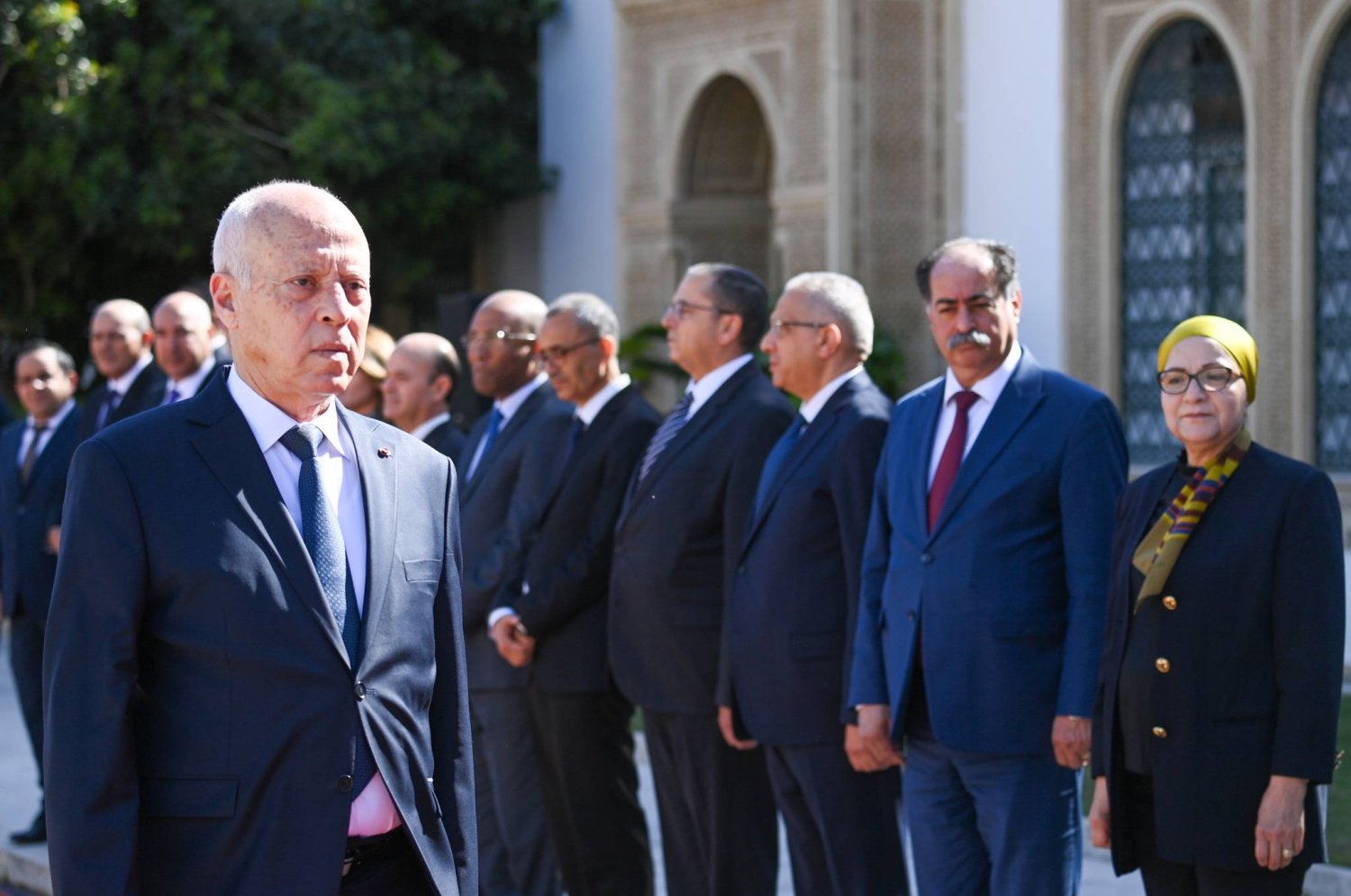 الرئيس التونسي خلال الاحتفال بالذكرى الـ68 لعيد قوات الأمن الداخلي بحضور أعضاء من الحكومة (موقع الرئاسة)