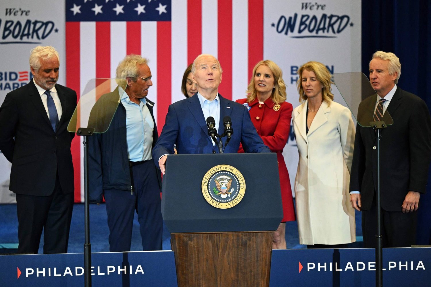 الرئيس الأميركي جو بايدن يتحدث خلال تجمع انتخابي في فيلادلفيا (أ.ف.ب)