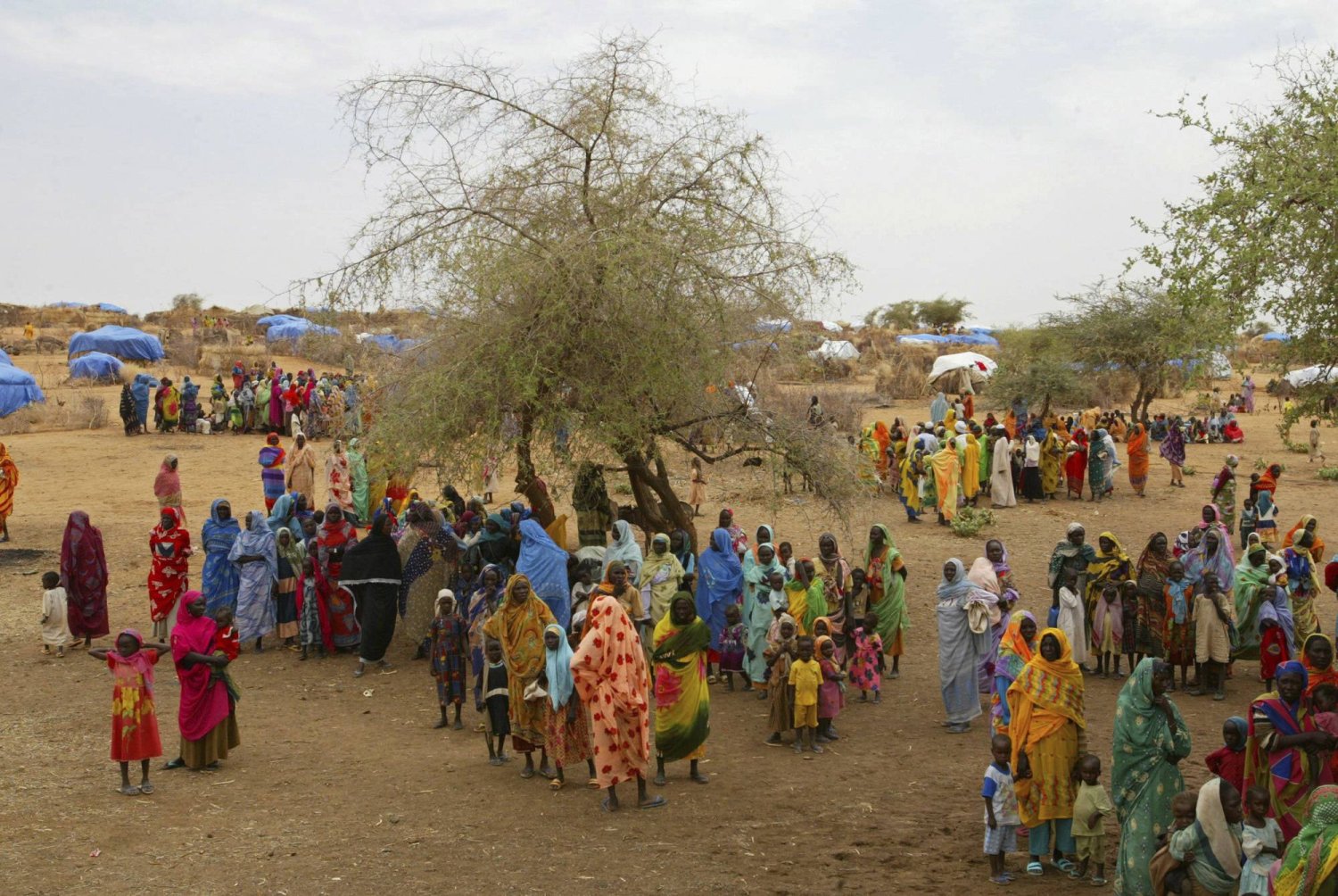 لاجئون سودانيون في مخيم زمزم خارج الفاشر بدارفور (أ.ب)