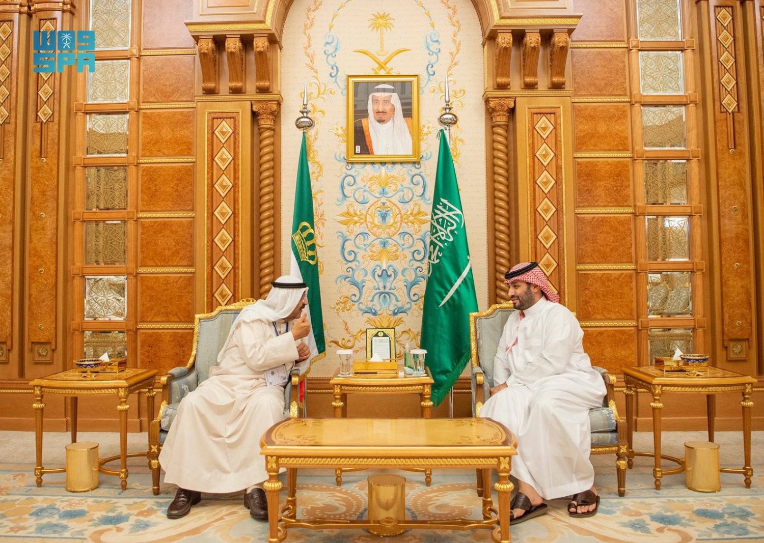 ولي العهد السعودي مستقبلاً أمير الكويت اليوم في الرياض (واس)