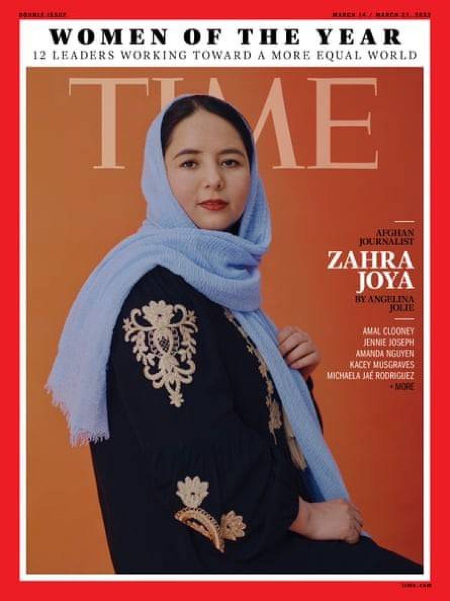 تم اختيار زهرة جويا واحدةً من نساء مجلة «تايم» لعام 2022 لتقاريرها عن أفغانستان (مجلة تايم)