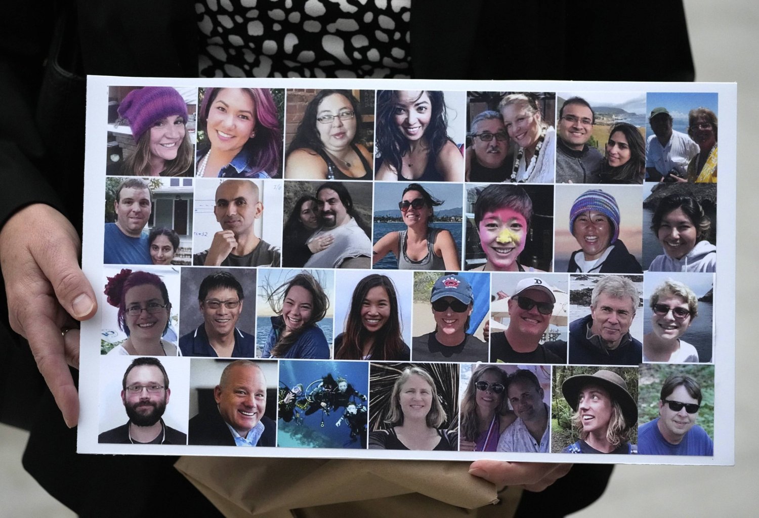 صورة مجمعة لضحايا حريق 2 سبتمبر 2019 البالغ عددهم 34 شخصاً على متن قارب الغوص «كونسيبشن» في جزيرة سانتا كروز (أ.ب)