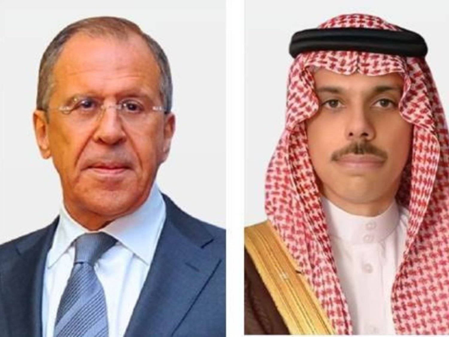 Saudi Minister of Foreign Affairs Faisal bin Farhan bin Abdullah, and Russian RM Sergei Lavrov.