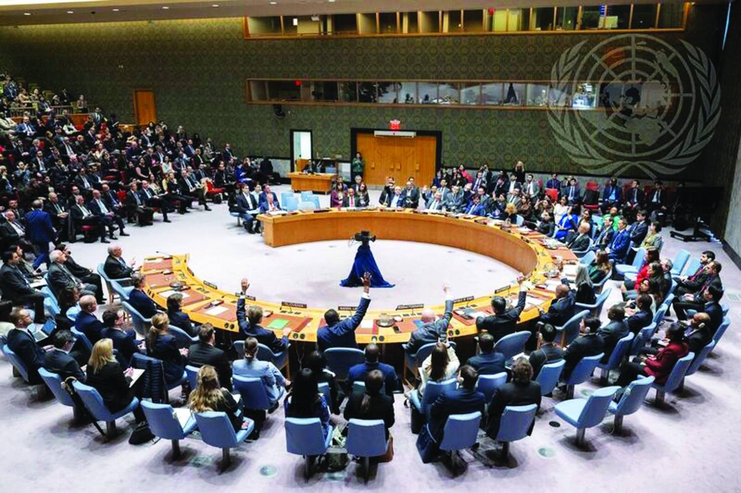 أعضاء مجلس الأمن خلال تصويت سابق على منح فلسطين العضوية الكاملة في الأمم المتحدة (الأمم المتحدة)