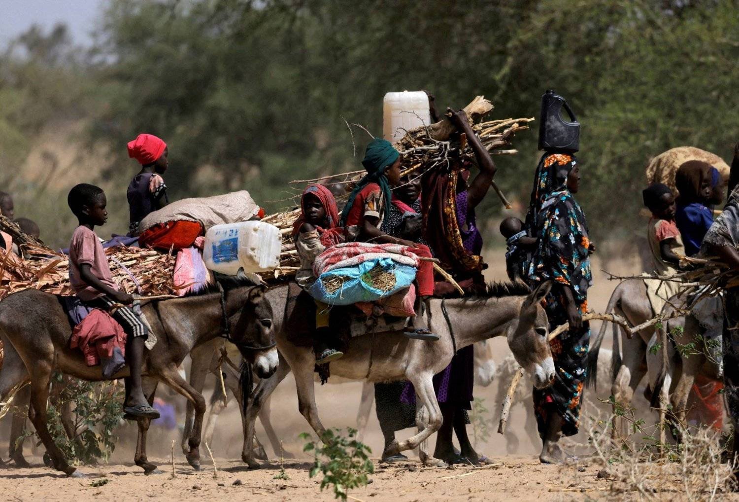 FILE PHOTO: Sudanese refugees who fled the violence in Sudan's Darfur region and newly arrived ride their donkeys looking for space to temporarily settle, near the border between Sudan and Chad in Goungour, Chad May 8, 2023. REUTERS/Zohra Bensemra/File Photo