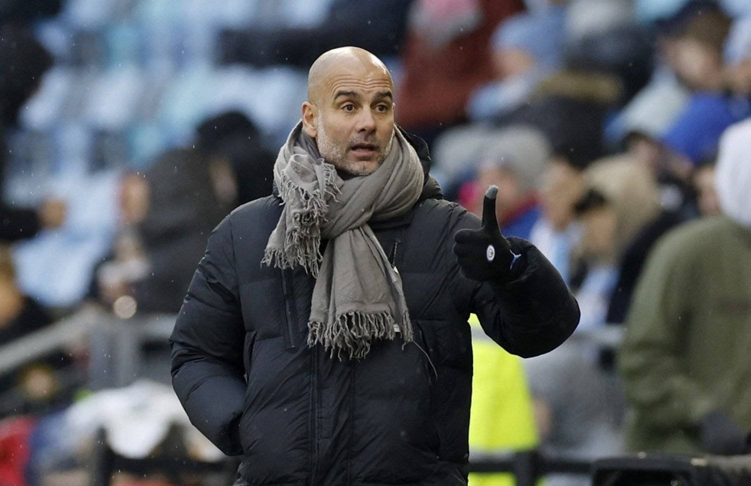 Football - Friendly - Manchester City v Girona - Etihad Campus, Manchester, Britain - December 17, 2022 Manchester City manager Pep Guardiola reacts. (Reuters)
