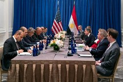 وزير الخارجية المصري خلال لقاء نظيره الأميركي على هامش اجتماعات الجمعية العامة للأمم المتحدة (الخارجية المصرية)