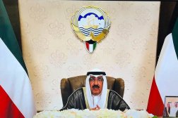 أمير الكويت في الكلمة التي بثها التلفزيون الكويتي مساء أمس (الشرق الأوسط)