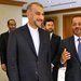 وزير الخارجية العماني بدر البوسعيدي يلتقي نظيره الإيراني حسين أمير عبداللهيان على هامش أعمال الجمعية العامة في نيويورك الشهر الماضي (الخارجية الإيرانية)