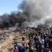موقع غارة إسرائيلية على الغازية قرب صيداء في جنوب لبنان يوم الاثنين (رويترز)