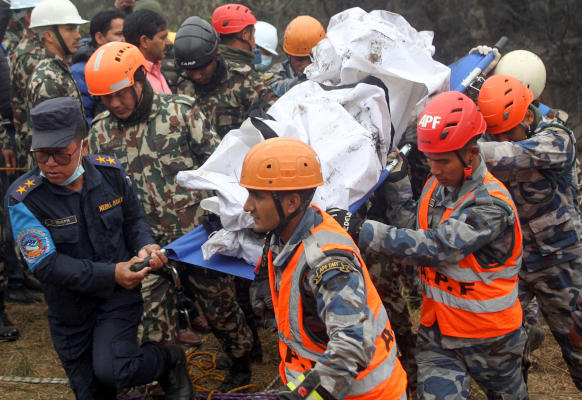 aftermath of yeti airlines plane crash in pokhara